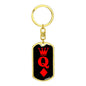 Queen Of Diamonds Keychain Dog Tag Stainless Steel or 18k Gold-Express Your Love Gifts