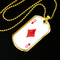 Queen of Diamonds Plain Gambler Necklace Stainless Steel or 18k Gold Dog Tag 24" Chain-Express Your Love Gifts