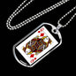 Queen Of Diamonds Poker Card Dog Tag Stainless Steel or 18k Gold 24" Chain-Express Your Love Gifts