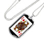 Queen Of Diamonds Poker Card Dog Tag Stainless Steel or 18k Gold 24" Chain-Express Your Love Gifts