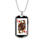 Queen Of Diamonds Poker Card Dog Tag Stainless Steel or 18k Gold 24" Chain-Express Your Love Gifts