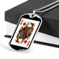 Queen Of Diamonds Poker Card Dog Tag Stainless Steel or 18k Gold 24" Chain-Express Your Love Gifts