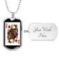 Queen Of Diamonds Poker Card Dog Tag Stainless Steel or 18k Gold 24" Chain-Express Your Love Gifts