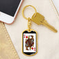 Queen Of Diamonds Poker Card Keychain Dog Tag Stainless Steel or 18k Gold-Express Your Love Gifts
