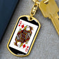 Queen Of Diamonds Poker Card Keychain Dog Tag Stainless Steel or 18k Gold-Express Your Love Gifts