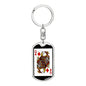 Queen Of Diamonds Poker Card Keychain Dog Tag Stainless Steel or 18k Gold-Express Your Love Gifts