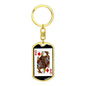 Queen Of Diamonds Poker Card Keychain Dog Tag Stainless Steel or 18k Gold-Express Your Love Gifts
