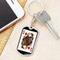 Queen Of Diamonds Poker Card Keychain Dog Tag Stainless Steel or 18k Gold-Express Your Love Gifts