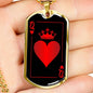 Queen Of Hearts Dog Tag Stainless Steel or 18k Gold 24" Chain-Express Your Love Gifts