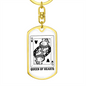 Queen Of Hearts Gambler Dark Keychain Stainless Steel or 18k Gold Dog Tag Keyring-Express Your Love Gifts
