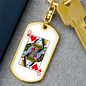 Queen of Hearts Gambler Keychain Stainless Steel or 18k Gold Dog Tag Keyring-Express Your Love Gifts