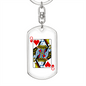 Queen of Hearts Gambler Keychain Stainless Steel or 18k Gold Dog Tag Keyring-Express Your Love Gifts