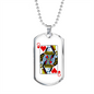 Queen of Hearts Gambler Necklace Stainless Steel or 18k Gold Dog Tag 24" Chain-Express Your Love Gifts