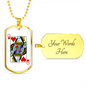 Queen of Hearts Gambler Necklace Stainless Steel or 18k Gold Dog Tag 24" Chain-Express Your Love Gifts