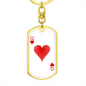 Queen of Hearts Gambler Plain Keychain Stainless Steel or 18k Gold Dog Tag Keyring-Express Your Love Gifts