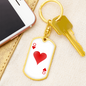 Queen of Hearts Gambler Plain Keychain Stainless Steel or 18k Gold Dog Tag Keyring-Express Your Love Gifts