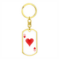 Queen of Hearts Gambler Plain Keychain Stainless Steel or 18k Gold Dog Tag Keyring-Express Your Love Gifts