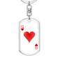 Queen of Hearts Gambler Plain Keychain Stainless Steel or 18k Gold Dog Tag Keyring-Express Your Love Gifts