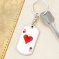 Queen of Hearts Gambler Plain Keychain Stainless Steel or 18k Gold Dog Tag Keyring-Express Your Love Gifts