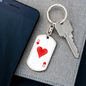 Queen of Hearts Gambler Plain Keychain Stainless Steel or 18k Gold Dog Tag Keyring-Express Your Love Gifts