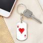 Queen of Hearts Gambler Plain Keychain Stainless Steel or 18k Gold Dog Tag Keyring-Express Your Love Gifts
