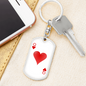 Queen of Hearts Gambler Plain Keychain Stainless Steel or 18k Gold Dog Tag Keyring-Express Your Love Gifts