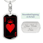 Queen Of Hearts Keychain Dog Tag Stainless Steel or 18k Gold-Express Your Love Gifts
