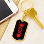 Queen Of Hearts Q Keychain Dog Tag Stainless Steel or 18k Gold-Express Your Love Gifts