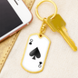 Queen of Spades Ace Gambler Plain Keychain Stainless Steel or 18k Gold Dog Tag Keyring-Express Your Love Gifts