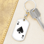 Queen of Spades Ace Gambler Plain Keychain Stainless Steel or 18k Gold Dog Tag Keyring-Express Your Love Gifts
