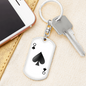 Queen of Spades Ace Gambler Plain Keychain Stainless Steel or 18k Gold Dog Tag Keyring-Express Your Love Gifts