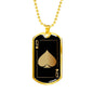 Queen Of Spades Dog Tag Stainless Steel or 18k Gold 24" Chain-Express Your Love Gifts