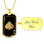 Queen Of Spades Dog Tag Stainless Steel or 18k Gold 24" Chain-Express Your Love Gifts