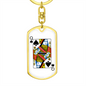 Queen of Spades Gambler Keychain Stainless Steel or 18k Gold Dog Tag Keyring-Express Your Love Gifts