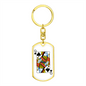 Queen of Spades Gambler Keychain Stainless Steel or 18k Gold Dog Tag Keyring-Express Your Love Gifts