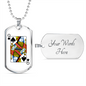 Queen of Spades Gambler Necklace Stainless Steel or 18k Gold Dog Tag 24" Chain-Express Your Love Gifts