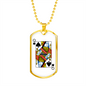 Queen of Spades Gambler Necklace Stainless Steel or 18k Gold Dog Tag 24" Chain-Express Your Love Gifts