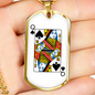 Queen of Spades Gambler Necklace Stainless Steel or 18k Gold Dog Tag 24" Chain-Express Your Love Gifts