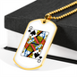 Queen of Spades Gambler Necklace Stainless Steel or 18k Gold Dog Tag 24" Chain-Express Your Love Gifts