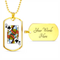 Queen of Spades Gambler Necklace Stainless Steel or 18k Gold Dog Tag 24" Chain-Express Your Love Gifts