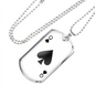 Queen of Spades Gambler Plain Necklace Stainless Steel or 18k Gold Dog Tag 24" Chain-Express Your Love Gifts