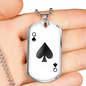 Queen of Spades Gambler Plain Necklace Stainless Steel or 18k Gold Dog Tag 24" Chain-Express Your Love Gifts