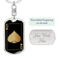 Queen Of Spades Keychain Dog Tag Stainless Steel or 18k Gold-Express Your Love Gifts