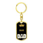 Raas Cat Dad King Keychain Stainless Steel or 18k Gold-Express Your Love Gifts