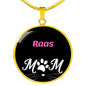 Raas Cat Mom Necklace Circle Pendant Stainless Steel or 18k Gold 18-22"-Express Your Love Gifts