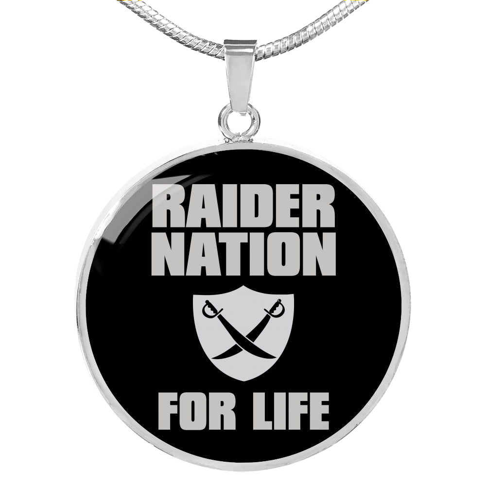 Raider For Life Circle Necklace Stainless Steel or 18k Gold 18-22"-Express Your Love Gifts