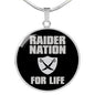 Raider For Life Circle Necklace Stainless Steel or 18k Gold 18-22"-Express Your Love Gifts