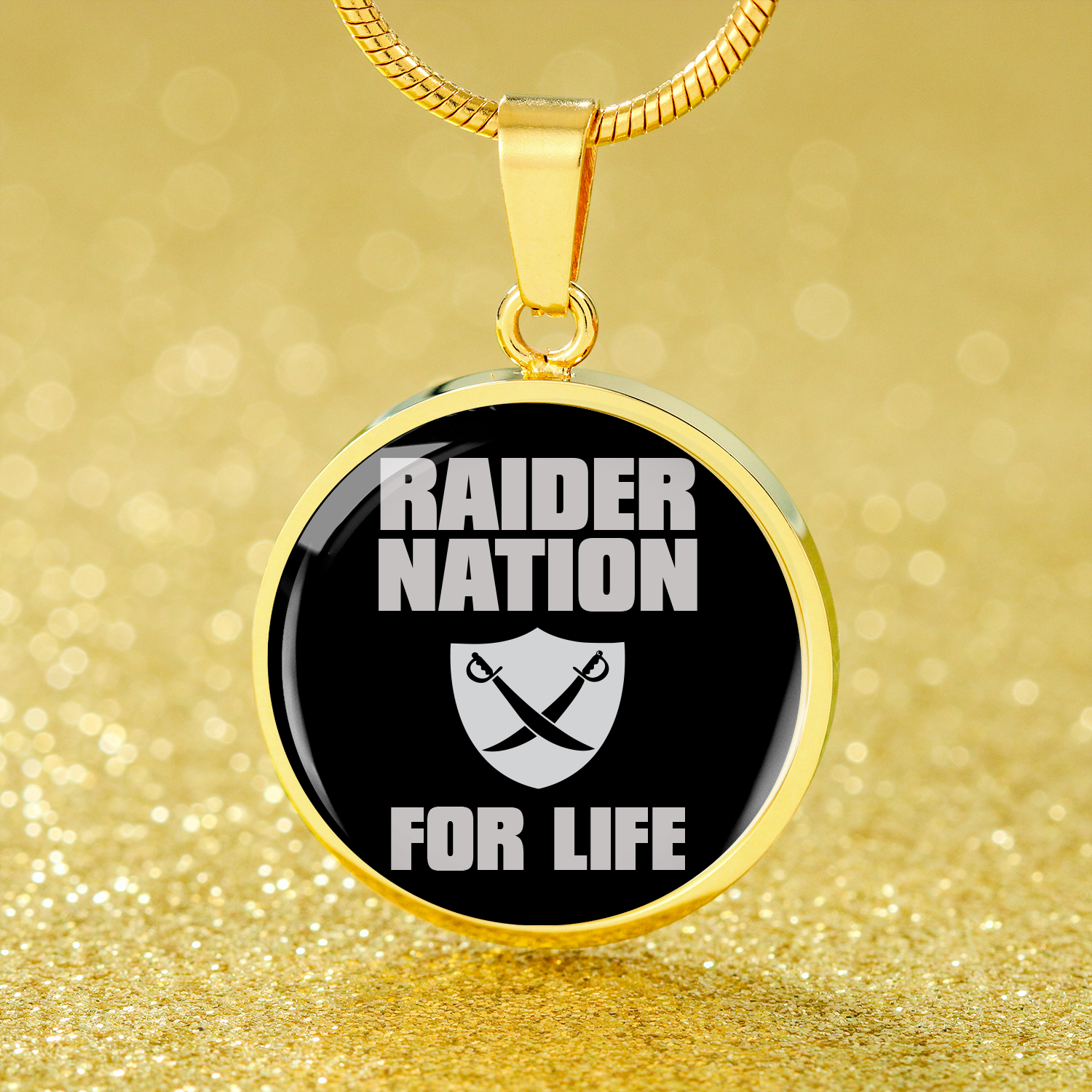 Raider For Life Circle Necklace Stainless Steel or 18k Gold 18-22"-Express Your Love Gifts
