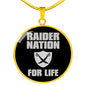 Raider For Life Circle Necklace Stainless Steel or 18k Gold 18-22"-Express Your Love Gifts