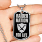 Raider For Life Necklace Dog Tag Stainless Steel or 18k Gold 24" Chain-Express Your Love Gifts